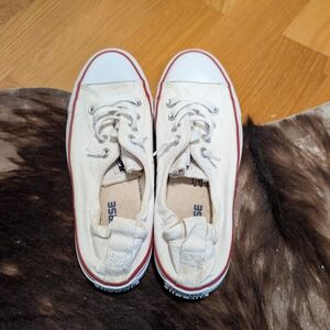 Converse Cream Sneakers with Red Trim